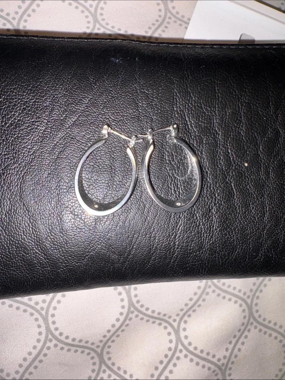 Charter Club Shiny Silver Oval Hoop Earrings